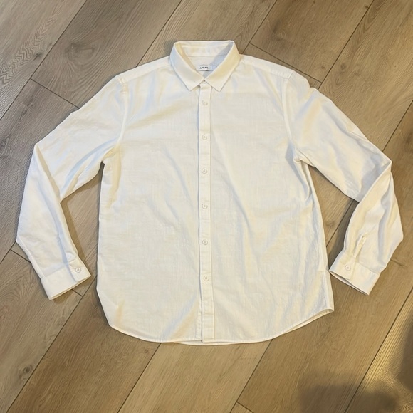 Apraw cotton/linen white shirt. Men's size L. Like new condition. Very stylish! - Picture 1 of 8